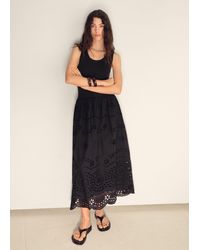 Mango - Cotton Dress With Openwork Embroidery - Lyst