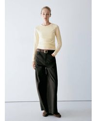 Mango - Plain Boat Neck T-Shirt - Lyst