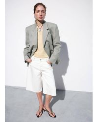 Mango - Straight Mid-Rise Denim Bermuda Shorts - Lyst