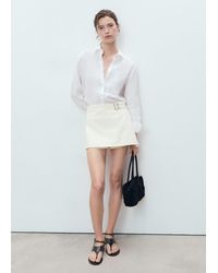 Mango - Gonna Pantalone Denim Doppia Cintura Bianco - Lyst
