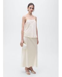 Mango - Satin Top With Draped Neckline - Lyst