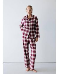 Mango - Plaid Flannel Pajama Pants - Lyst