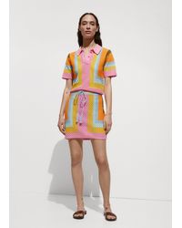 Mango - Short Sleeve Crochet Polo Shirt - Lyst