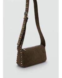 Mango - Suede Crossbody Bag With Studs - Lyst