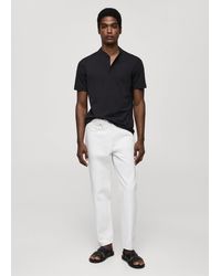 Mango - Cotton Pique Polo Shirt, Mao Collar Dark - Lyst