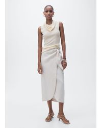 Mango - Knitted Top With Draped Neck - Lyst
