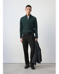 Mango - Cable Knit Zip-Up Jumper - Lyst