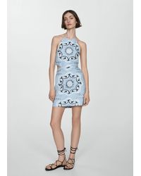 Mango - Printed Dress With Openings - Lyst