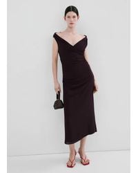 Mango - Robe Froncée Cache-Caur Marron - Lyst