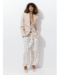Mango - Floral Print Baggy Trousers - Lyst