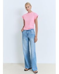 Mango - Short-Sleeved Fine-Knit Sweater - Lyst