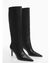 Mango - Heeled Boots With Animal Print Effect - Lyst