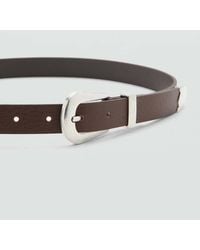Mango - Leather Belt With Metal Detail - Lyst