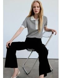 Mango - Striped Fine-Knit Polo Shirt - Lyst