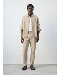 Mango - Linen And Cotton Blend Stripe Shirt - Lyst