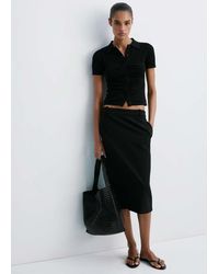 Mango - Ribbed Polo Collar Cardigan - Lyst