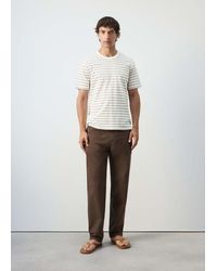 Mango - Regular Fit Cotton-Linen Blend T-Shirt - Lyst