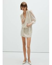 Mango - Polka Dot Dress With Foulard Detail - Lyst