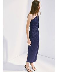 Mango - Asymmetric Side Ruched Dress - Lyst