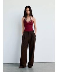 Mango - Ribbed Lace Top - Lyst