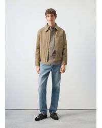 Mango - Corduroy Collar Denim Jacket - Lyst