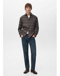 Mango - 100% Cotton Flannel Checkered Shirt - Lyst