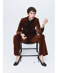 Mango - Blazer Completo Velluto Tasche Arancione Tostato - Lyst