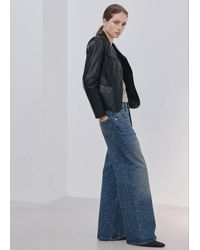 Mango - Wide Leg Jeans With Rhinestones - Lyst