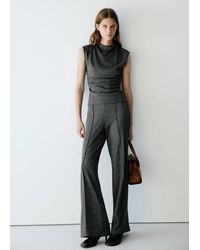 Mango - Straight Checked Trousers - Lyst
