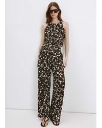 Mango - Floral Print Straight Trousers - Lyst