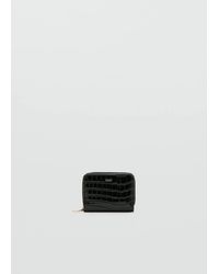 Mango - Medium Glossy Croc Wallet - Lyst