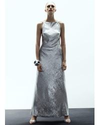 Mango - Metallic Open-Back Dress - Lyst