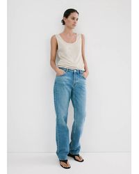 Mango - Linen Top With Round Neckline - Lyst