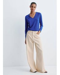 Mango - V-Neck Knit Sweater - Lyst