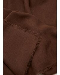 Mango - Frayed Edge Linen Scarf - Lyst