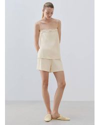 Mango - Cotton Top With Lace Straps - Lyst