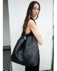 Mango - Große Geflochtene Ledertasche - Lyst
