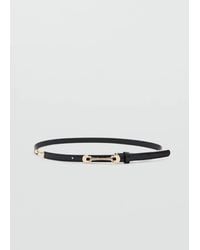 Mango - Thin Belt With Metal Buckle - Lyst