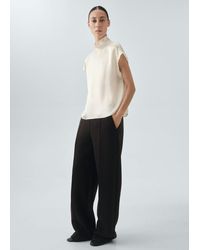 Mango - Bluse Aus 100% Satinierter Seide Mit Hohem Kragen - Lyst