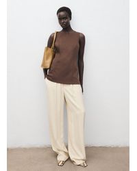 Mango - Haut Sans Manches Avec Détails De Couture Marron Moyen - Lyst
