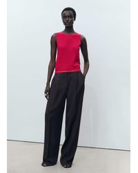 Mango - Fine Ribbed Knit Top - Lyst