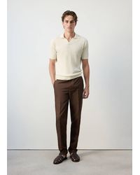 Mango - Ribbed Linen Lyocell Blend Polo - Lyst