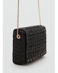 Mango - Natural Fibre Shoulder Bag With Studs - Lyst