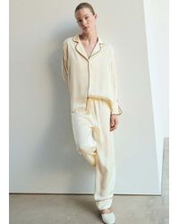 Mango - Satin Viscose Trousers With Contrast Pipping - Lyst