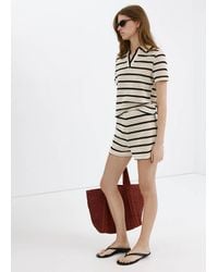 Mango - Striped Crochet Shorts - Lyst