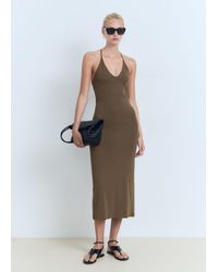 Mango - Midi-Dress With Back Neckline - Lyst