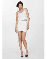 Mango - Cropped Mini Skirt With Buckle - Lyst