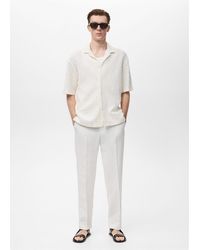 Mango - Camicia Cotone Dettagli Traforati Bianco Sporco - Lyst