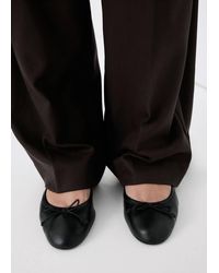 Mango - Leather Ballet Flats With Bow - Lyst