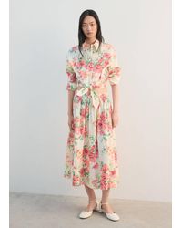 Mango - Floral Shirt With Knot - Lyst